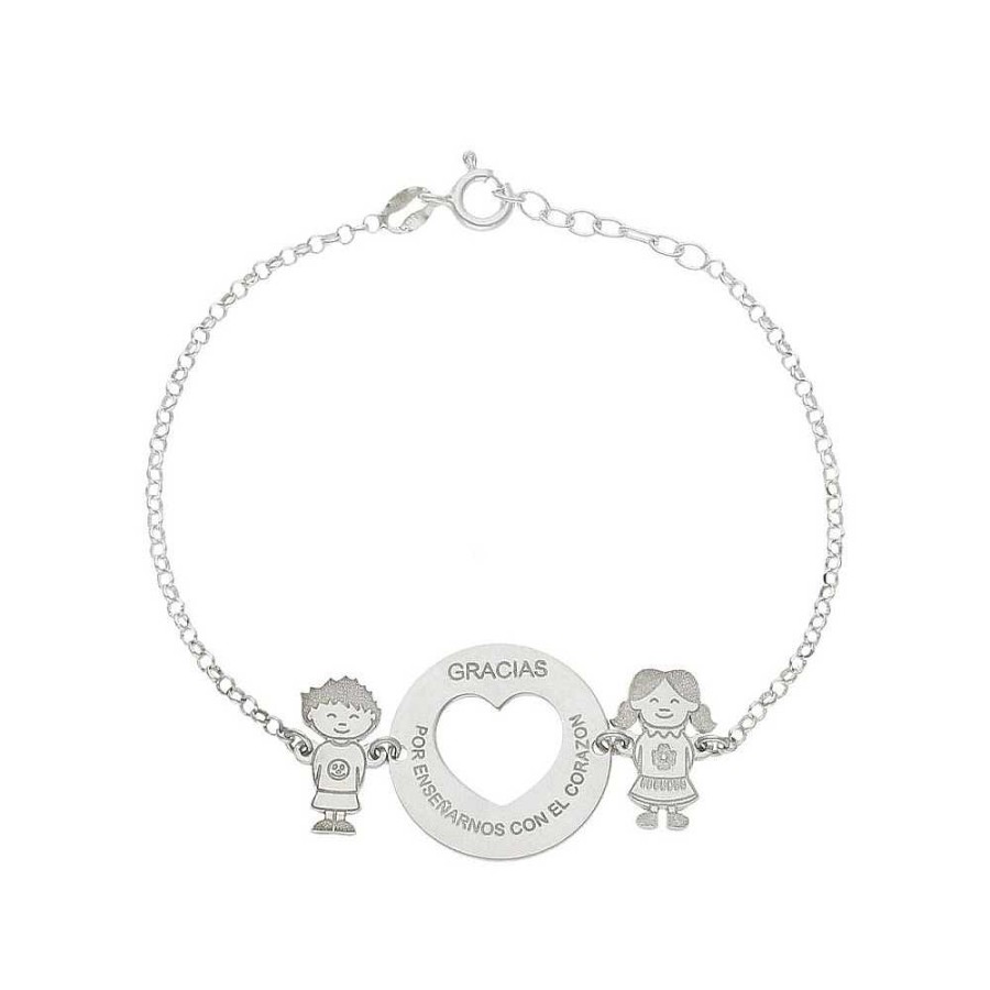 Joyas Joyas Terrones | Pulsera Profe Corazon Personalizable Ag236