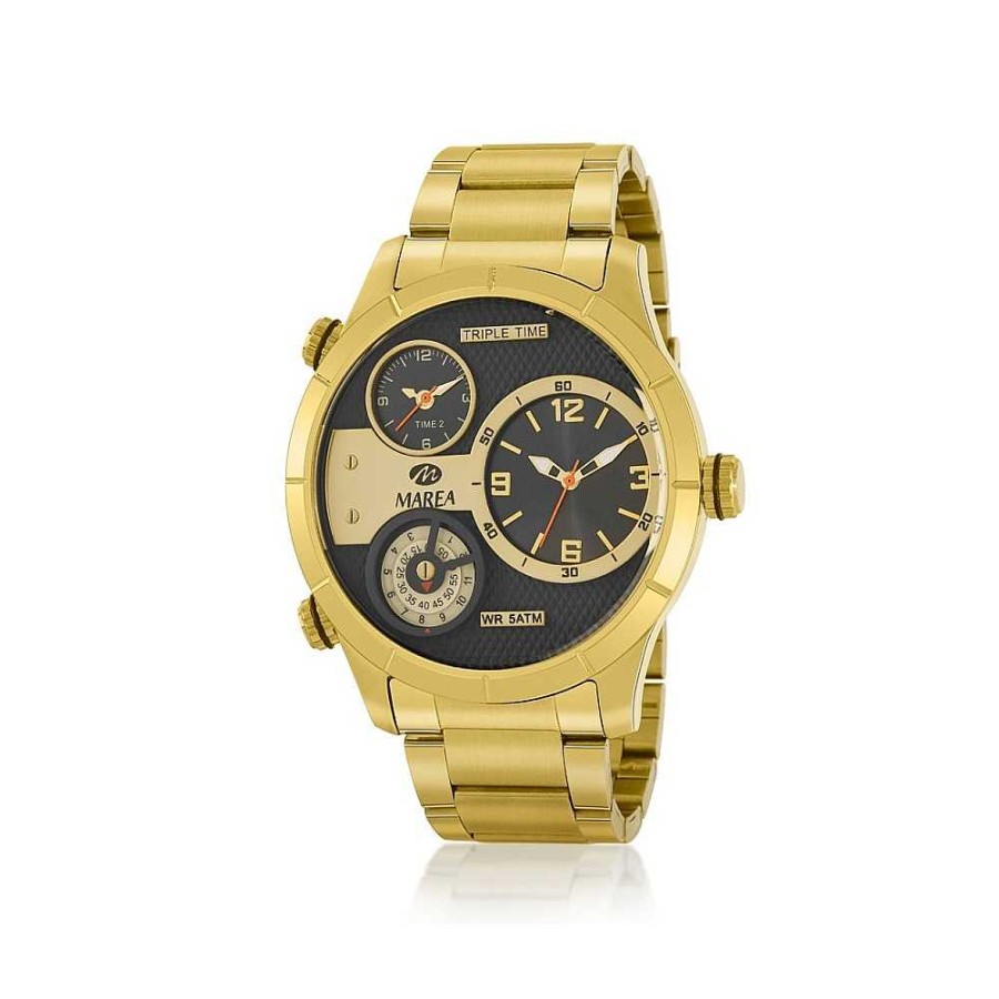 Relojes Marea | Reloj Marea Hombre Triple Time B54179/3 Dorado