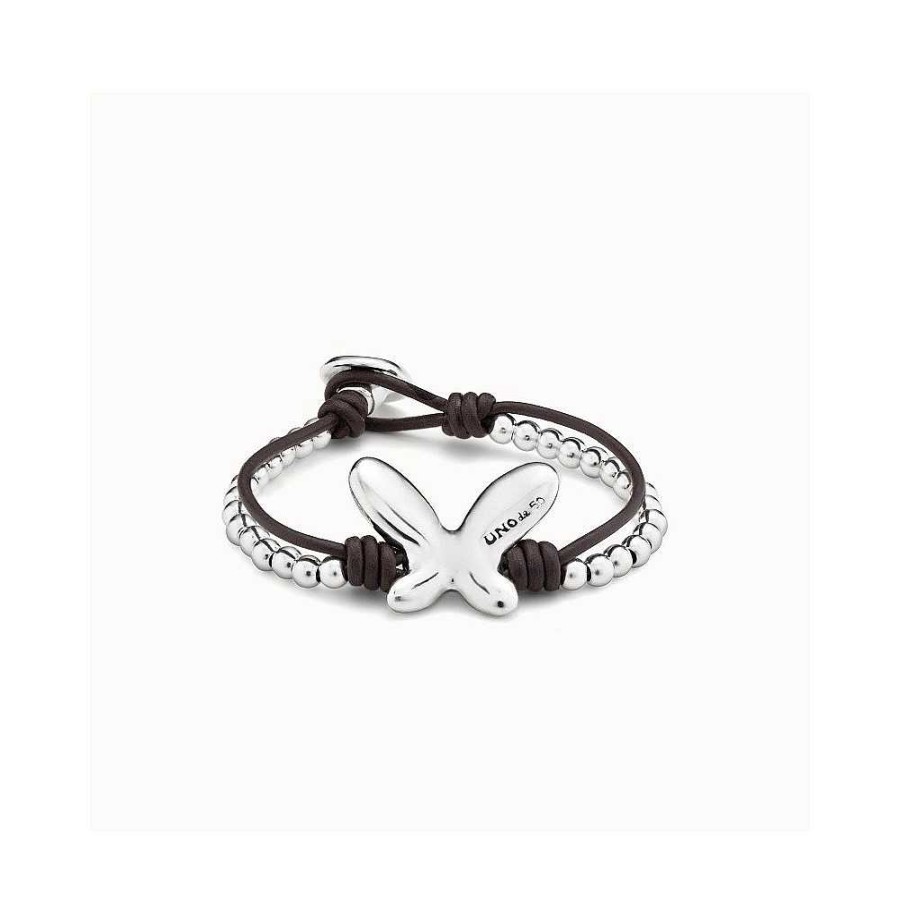 Joyas UNOde50 | Pulsera Mujer Plateada Con Cuero Unode50