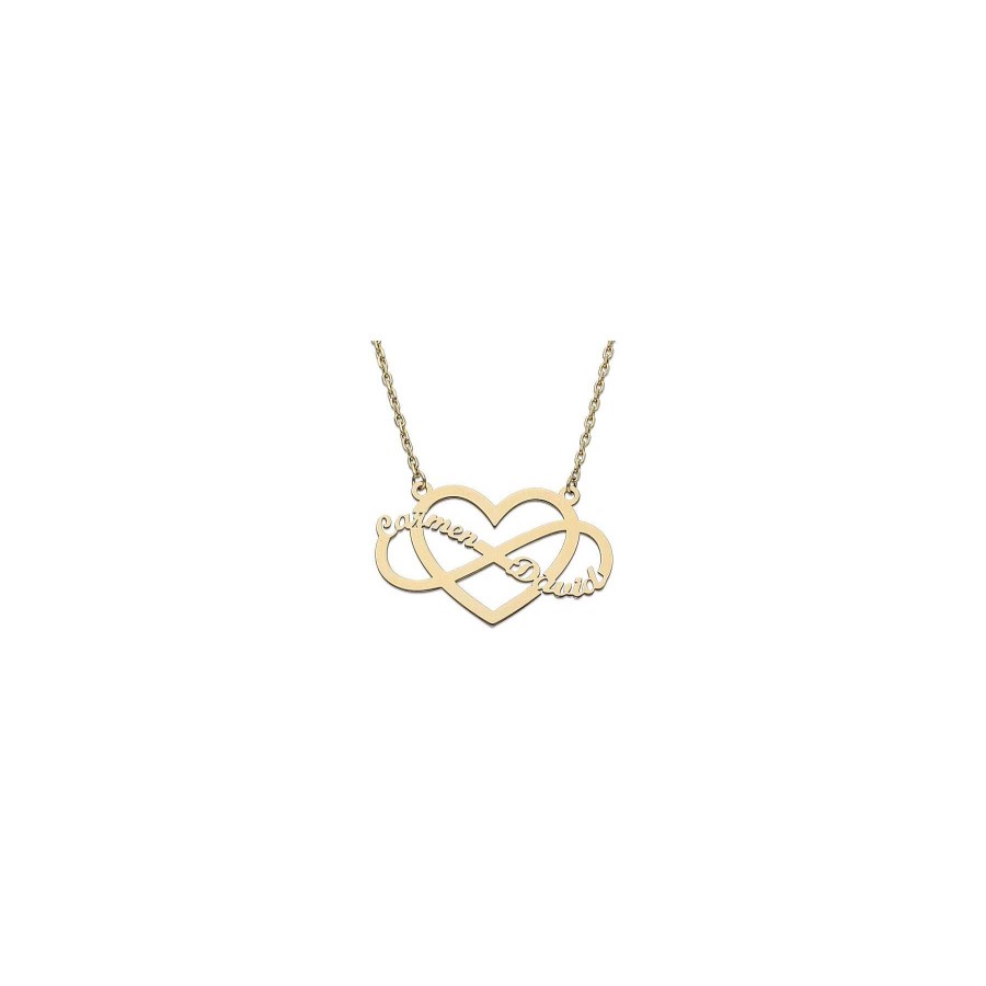 Joyas Joyas Terrones | Collar Corazon Infinito Personalizado Oro 18K G940